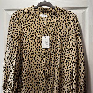 UnTuckIt Leopard Print Button Down Blouse